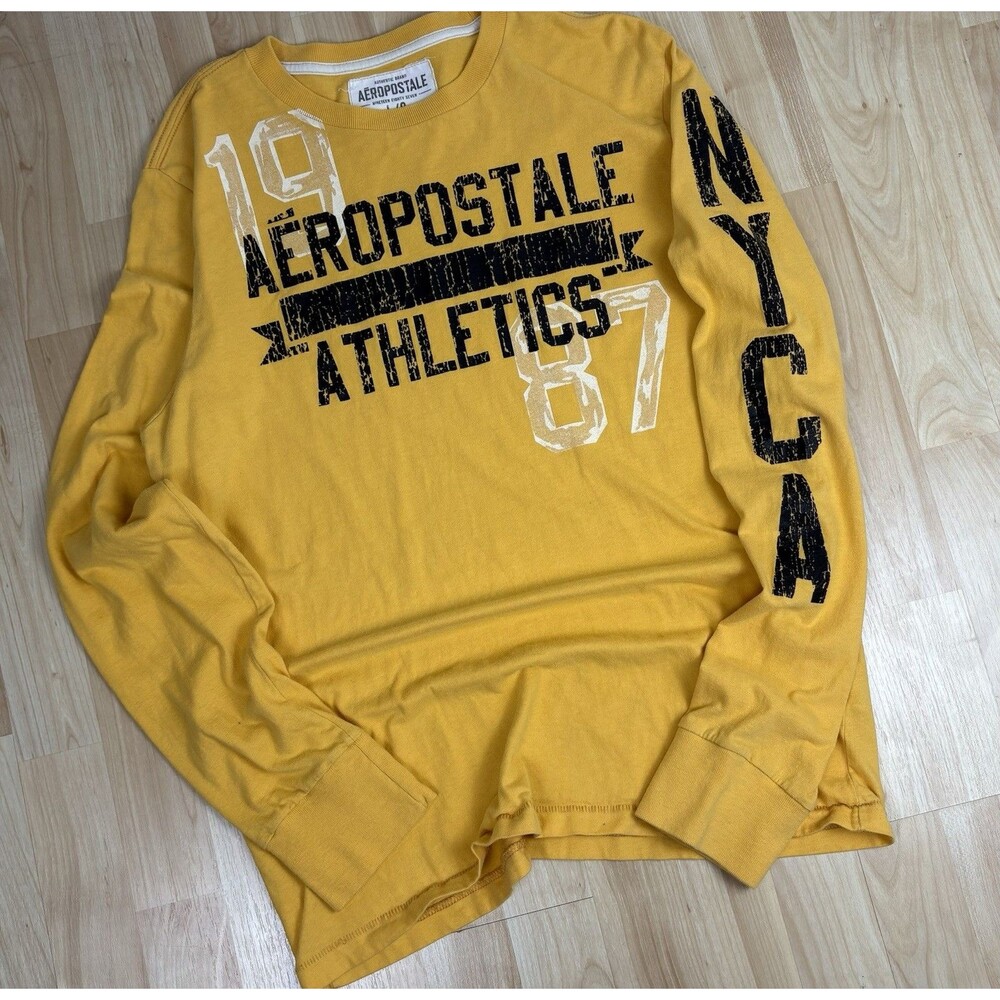 Y2K Aeropostale Graphic Long Sleeve T-Shirt / Yellow / Size Large